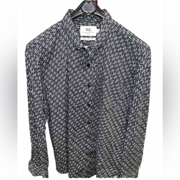 WRK The Reworked Shirt RARE Blue Gray Black Crosses Lightweight Cotton Men’s XL - Picture 1 of 13